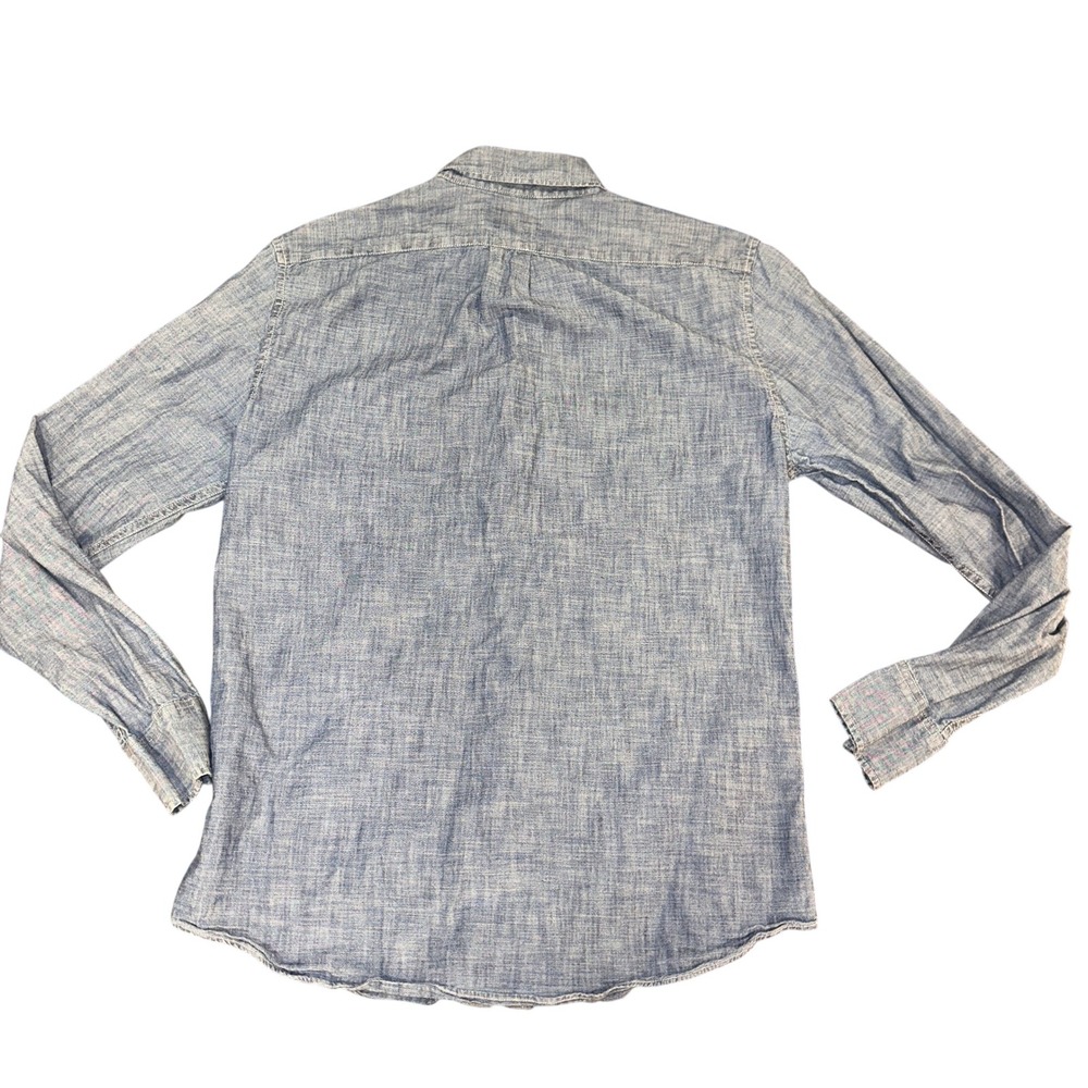J. Crew Slim Fit Organic Cotton Chambray Shirt Mens Medium Blue Long Sleeve - Picture 3 of 5